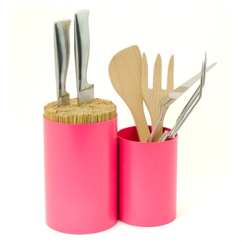 Kitchen Knife & Utensil Holder - Pink